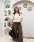 PANTALON FLUIDE ALMA MARRON