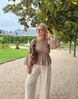 BLOUSE VICHY ELENA CAMEL