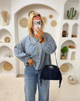 BLOUSE VICHY LOUANNE BLEU MARINE