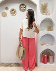 PANTALON FLUIDE ALMA ROSE SAUMON