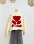 PULL AMOUR ROUGE - ÉCRU
