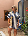 COMBI-SHORT NOÉE RAYÉ BLEU MARINE