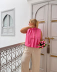 BLOUSE NŒUD RACHELLE FUSHIA