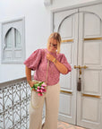 HAUT BRODÉ ZOÉ VIEUX ROSE