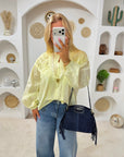 BLOUSE CELESTE JAUNE