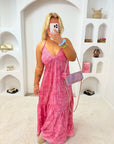 ROBE DOLCE À VOLANTS ROSE