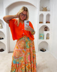 JUPE BOHÈME MALYA ORANGE/ JAUNE