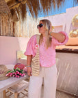HAUT BRODÉ ZOÉ ROSE CLAIR