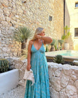 ROBE DOLCE À VOLANTS TURQUOISE