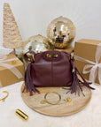 SAC DIANE CUIR GRAINÉ BORDEAUX S