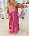 ROBE DOLCE À VOLANTS ROSE