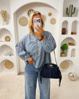 BLOUSE VICHY LOUANNE BLEU MARINE