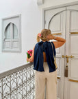BLOUSE NŒUD RACHELLE BLEU MARINE