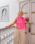 BLOUSE NŒUD RACHELLE FUSHIA