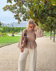 BLOUSE VICHY ELENA CAMEL