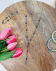 COLLIER Y ALMA STRASS BLEU