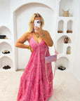 ROBE DOLCE À VOLANTS ROSE