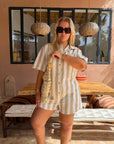 COMBI-SHORT NOÉE RAYÉ BEIGE