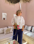 PANTALON LIN PAULINE BLEU MARINE