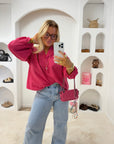 BLOUSE VICHY LOUANNE ROSE FUSHIA