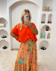 JUPE BOHÈME MALYA ORANGE/ JAUNE
