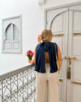 BLOUSE NŒUD RACHELLE BLEU MARINE