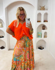 JUPE BOHÈME MALYA ORANGE/ JAUNE
