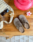 MULES CUIR TAUPE