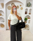 PANTALON POIS NOIR