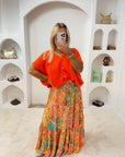 JUPE BOHÈME MALYA ORANGE/ JAUNE