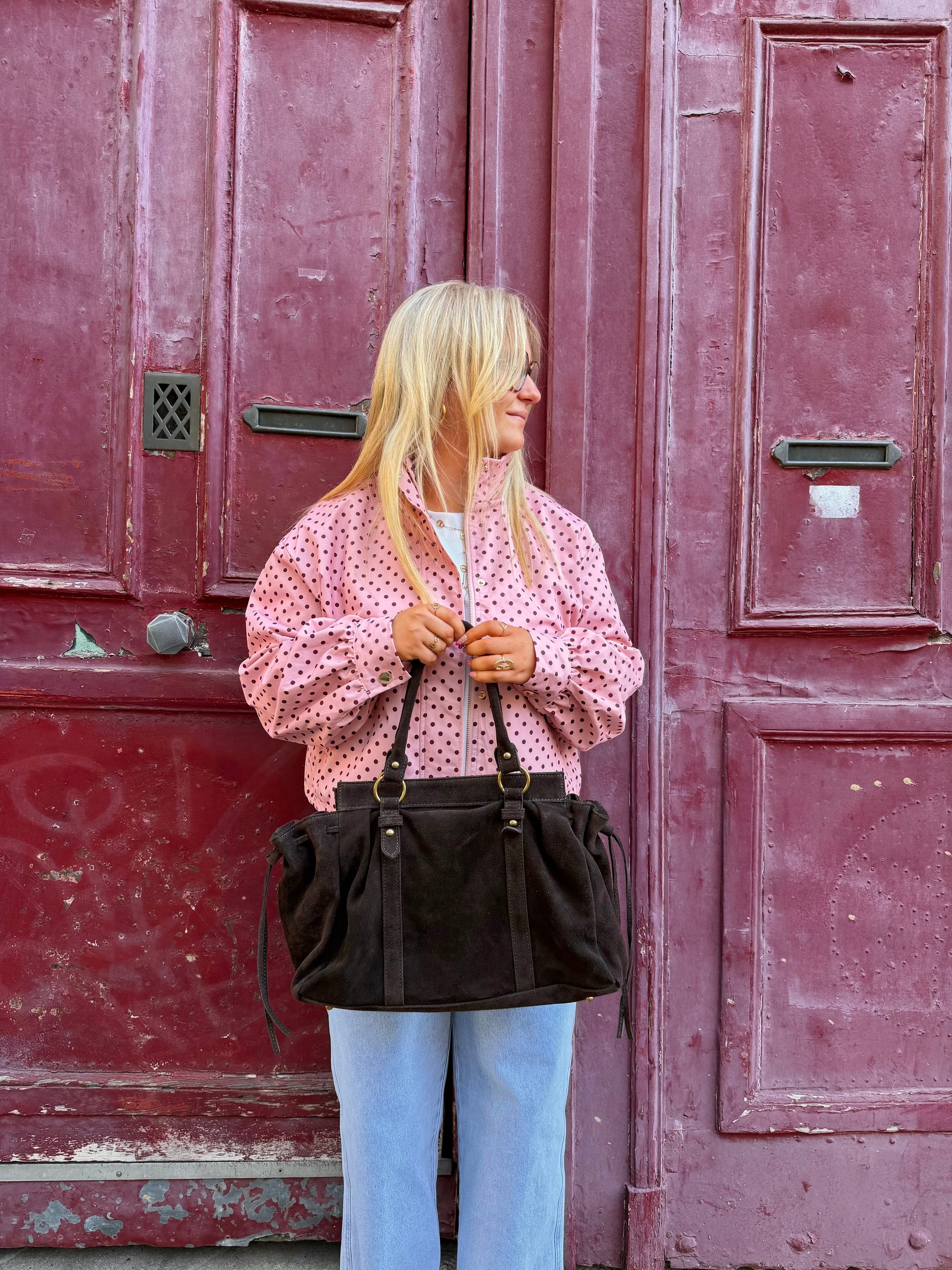 VESTE À POIS ROSE