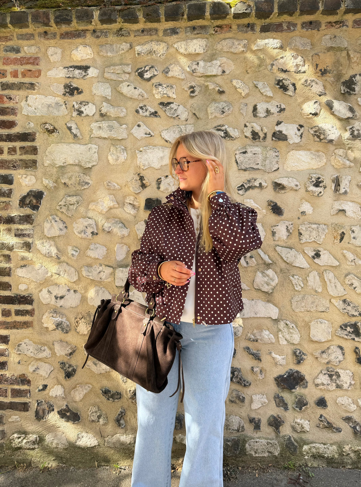 VESTE À POIS CHOCOLAT