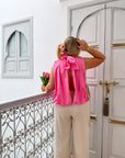 BLOUSE NŒUD RACHELLE FUSHIA