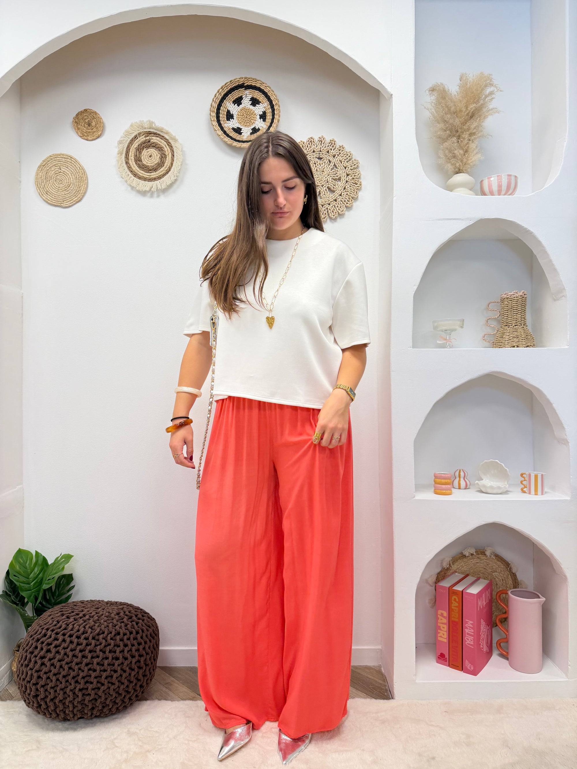 PANTALON FLUIDE ALMA CORAIL