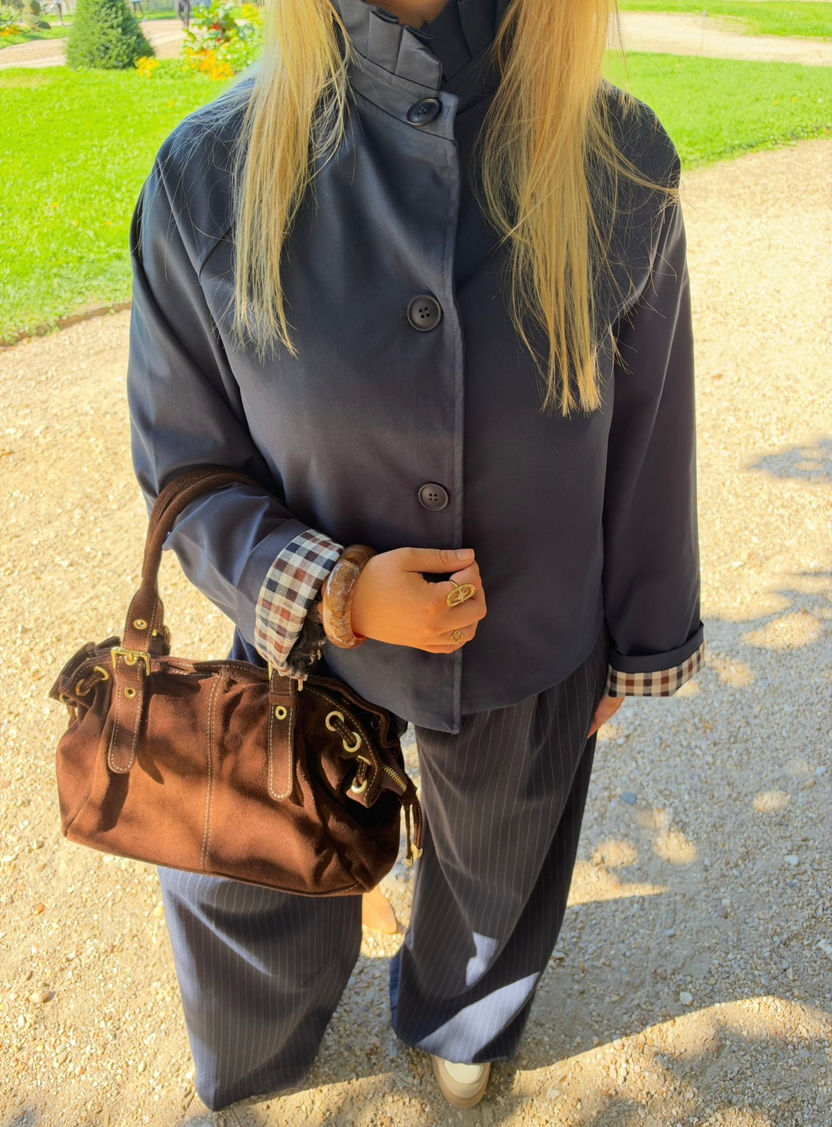 PANTALON GIO RAYÉ BLEU MARINE