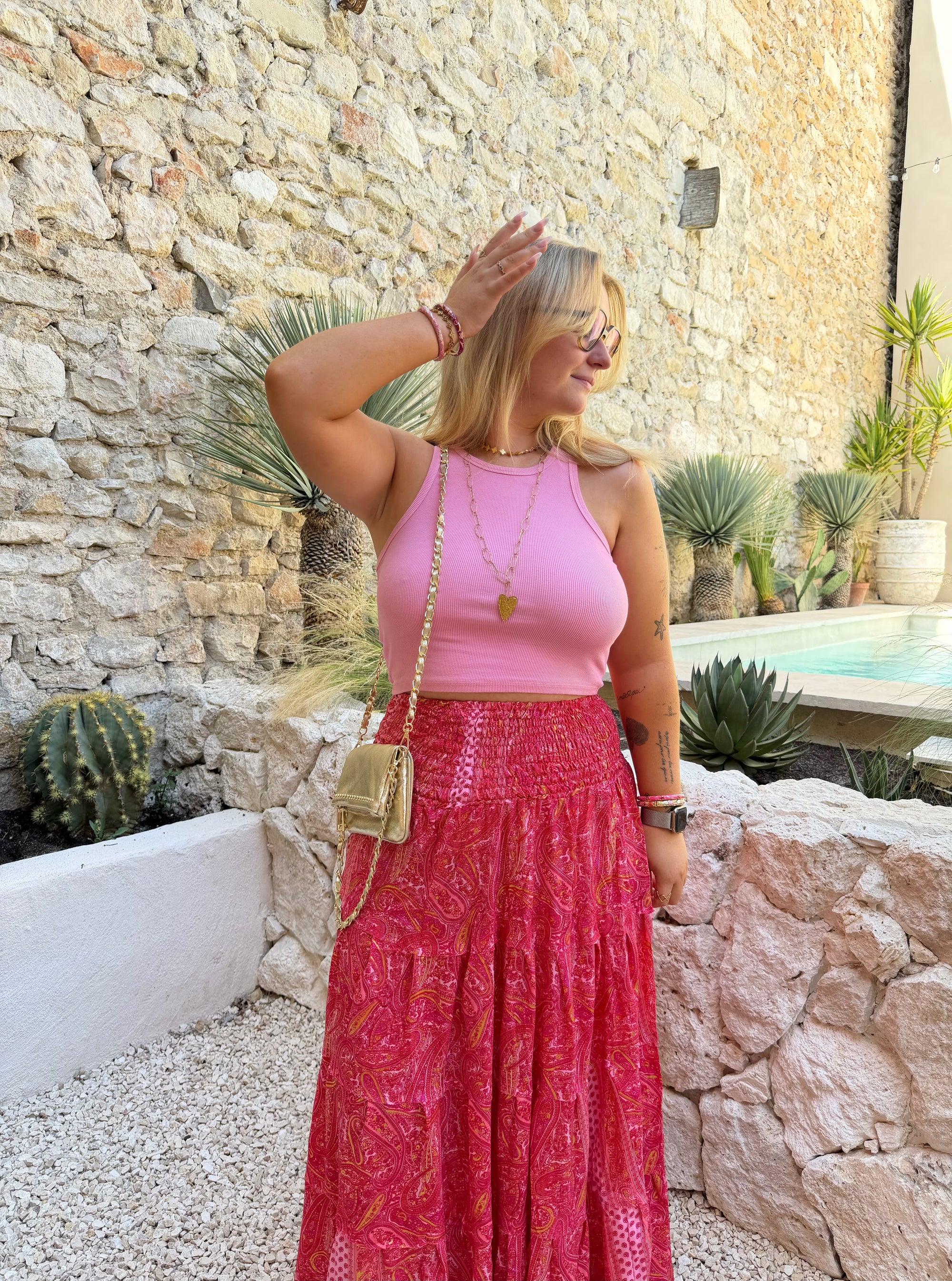 JUPE DOLCE ORANGE &amp; ROSE