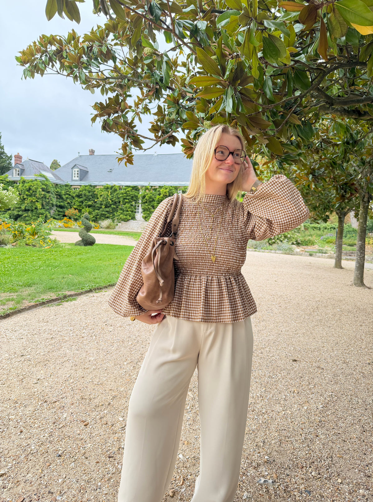 BLOUSE VICHY ELENA CAMEL