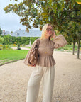 BLOUSE VICHY ELENA CAMEL
