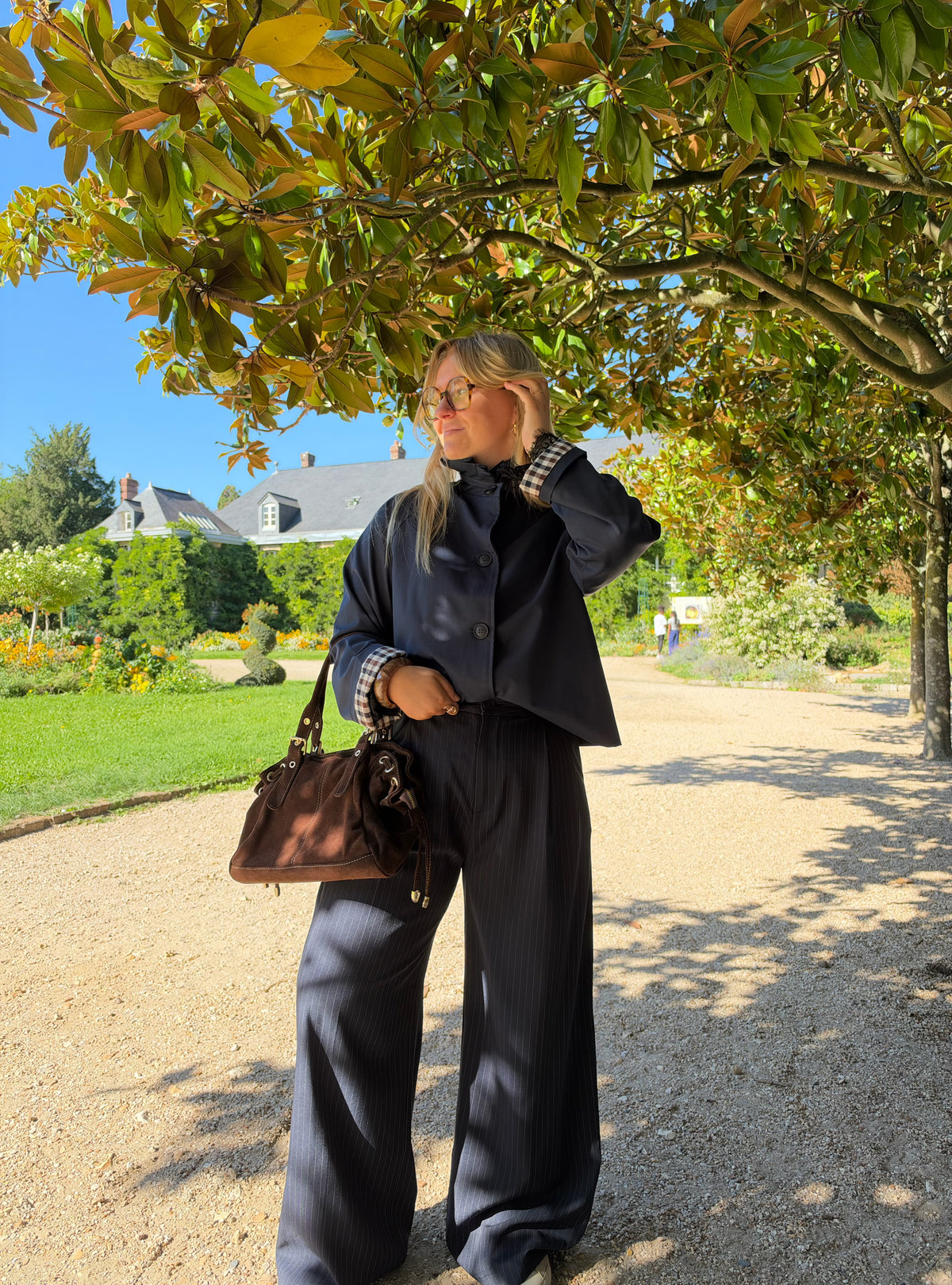 PANTALON GIO RAYÉ BLEU MARINE