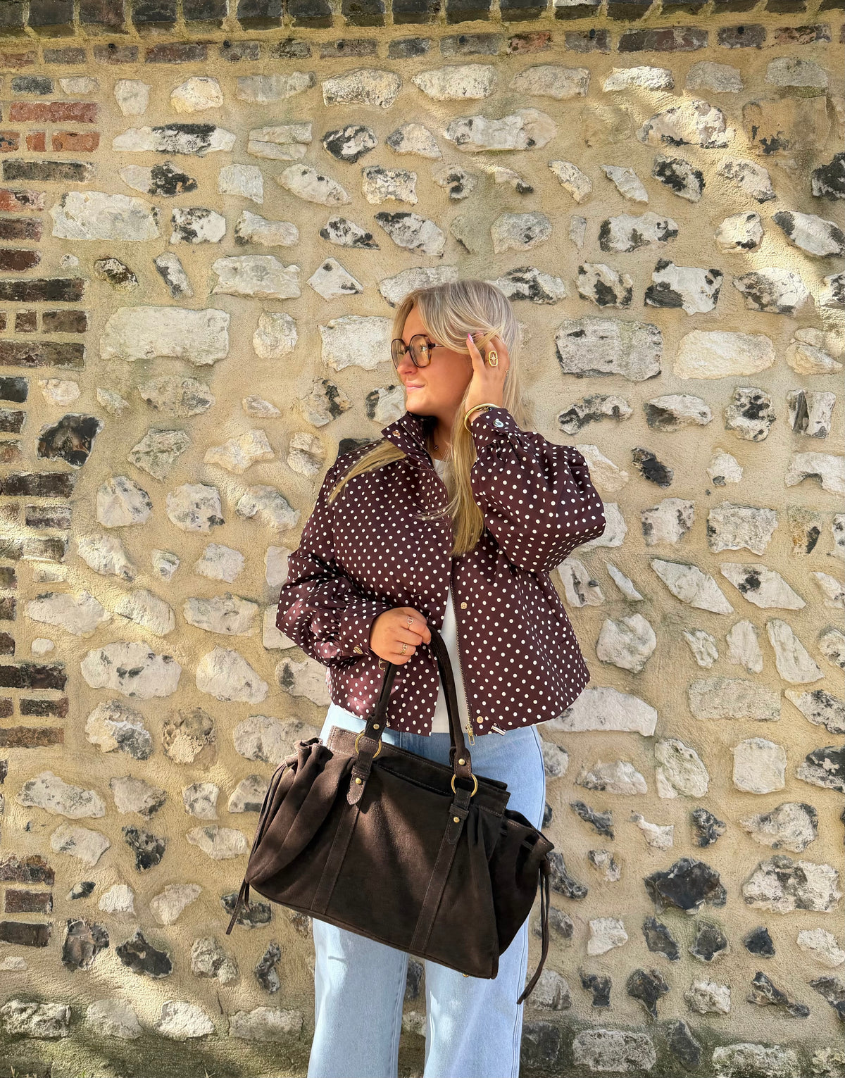 VESTE À POIS CHOCOLAT