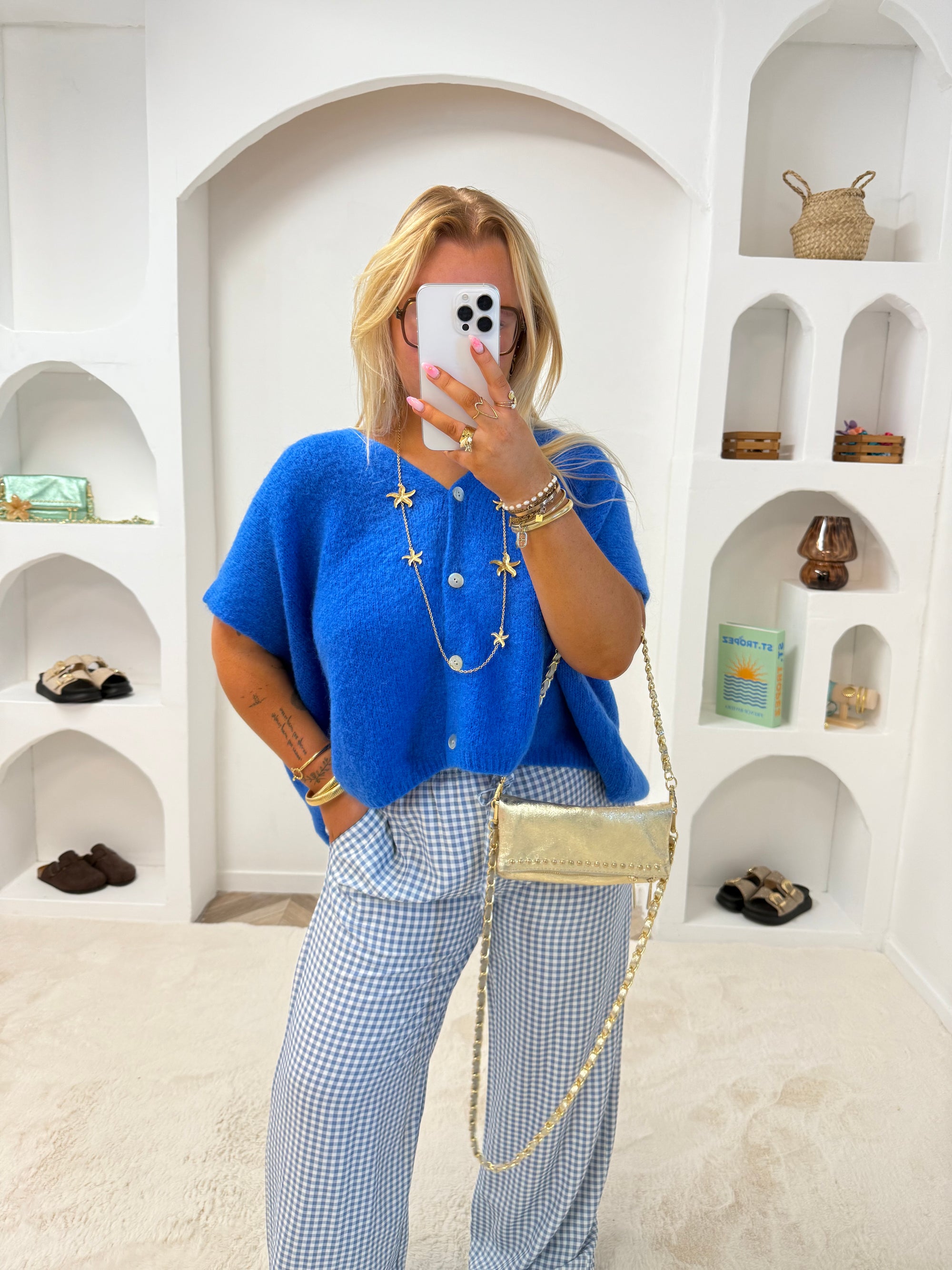 PANTALON VICHY BLEU