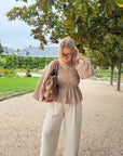 BLOUSE VICHY ELENA CAMEL