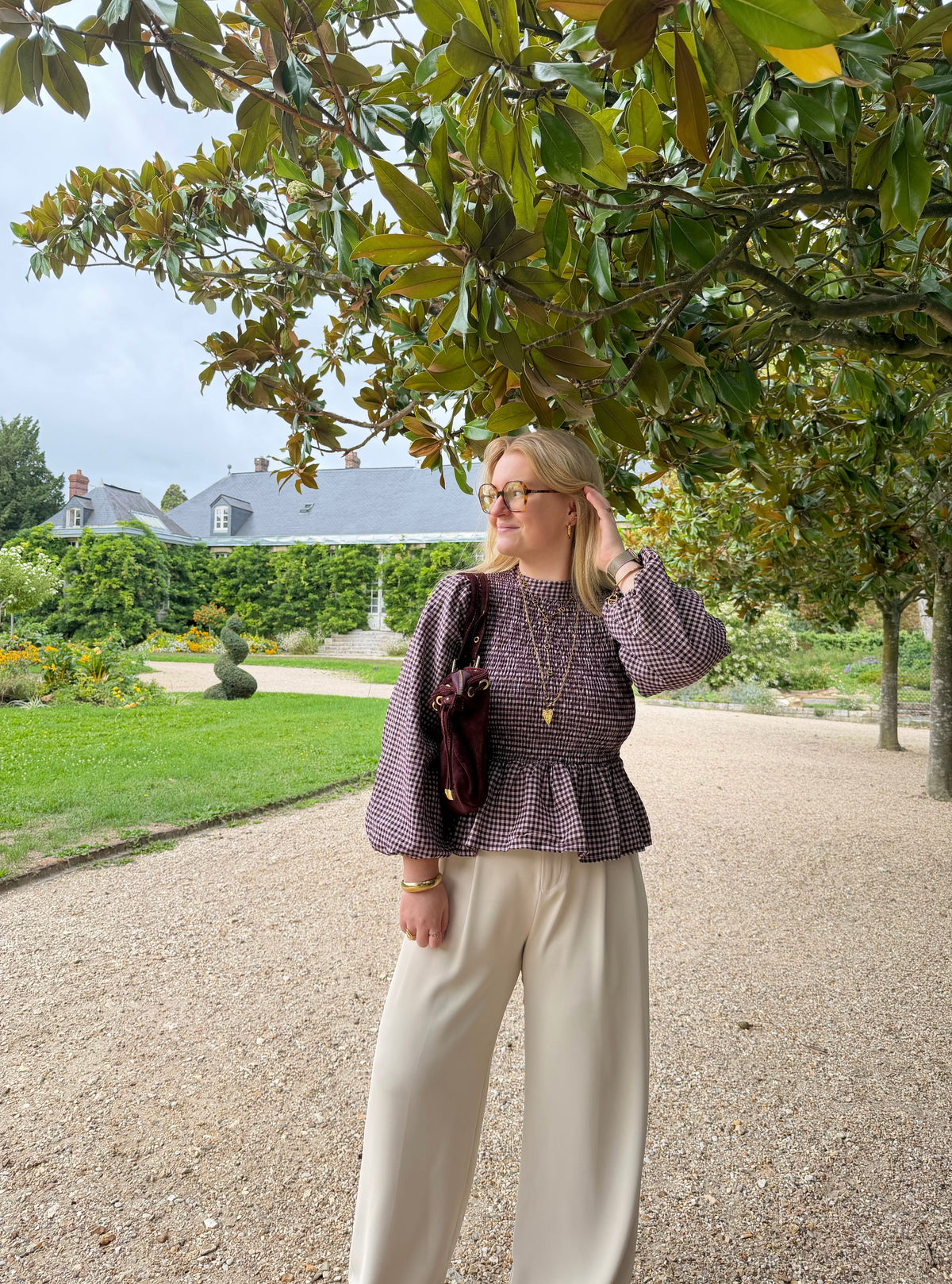 BLOUSE VICHY ELENA PRUNE