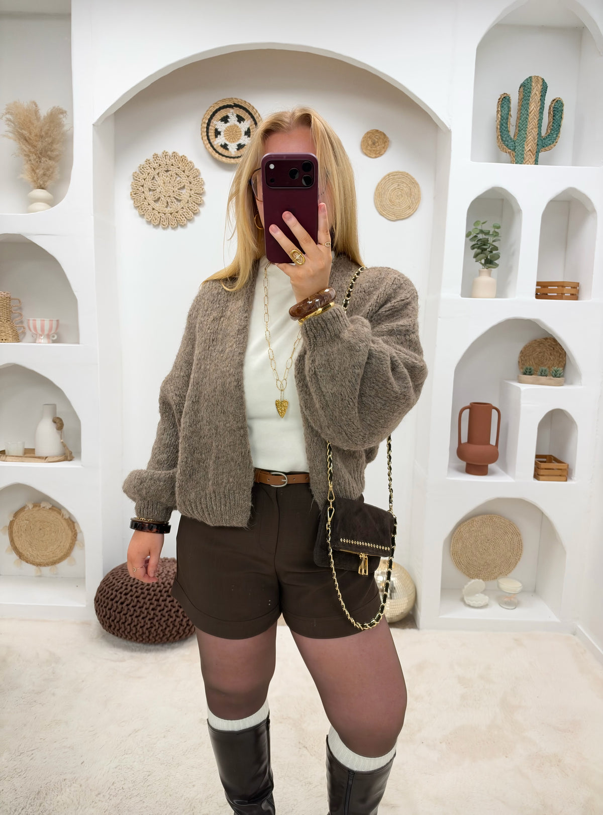 GILET OPALE COURT NOISETTE