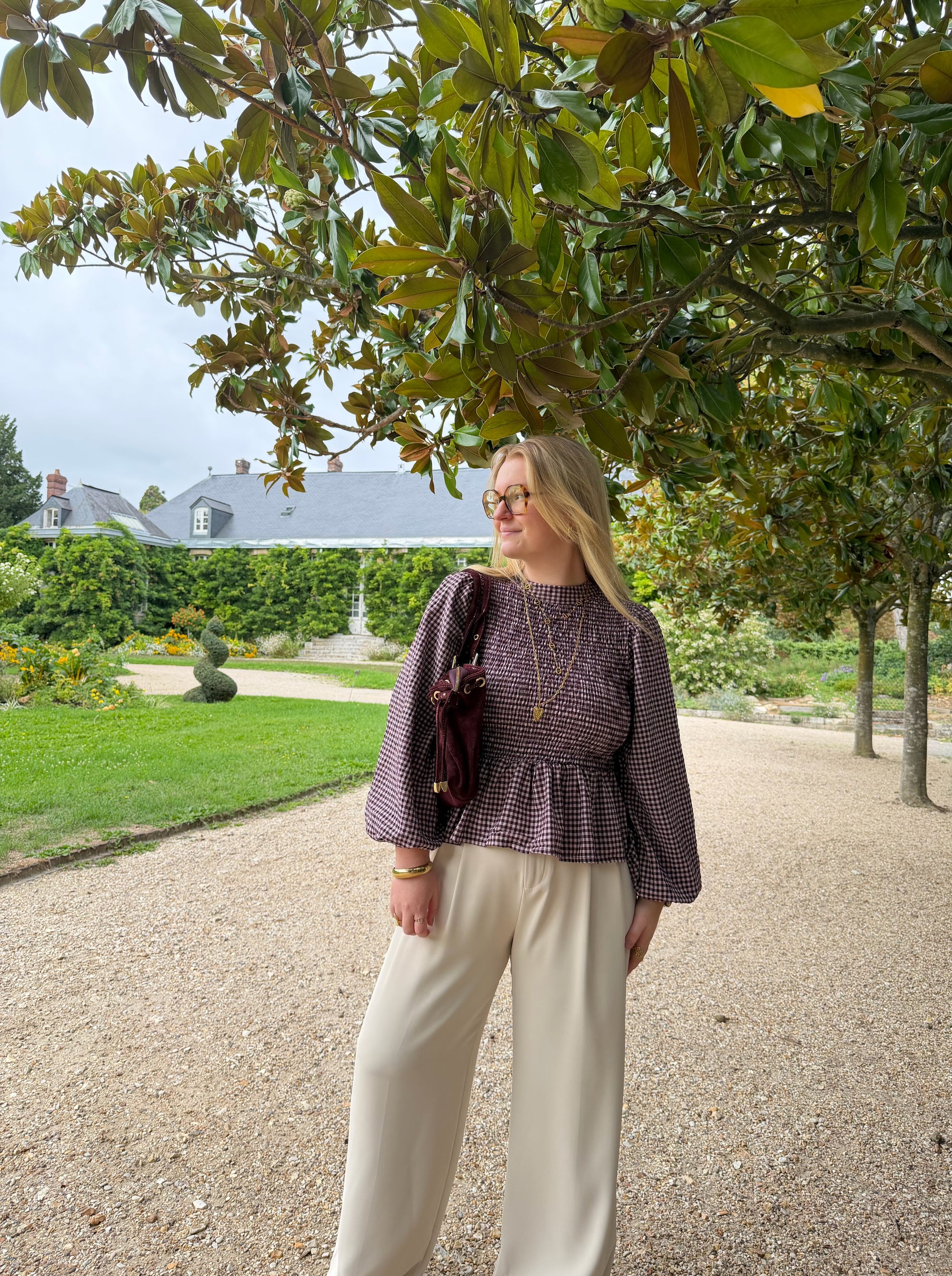 BLOUSE VICHY ELENA PRUNE
