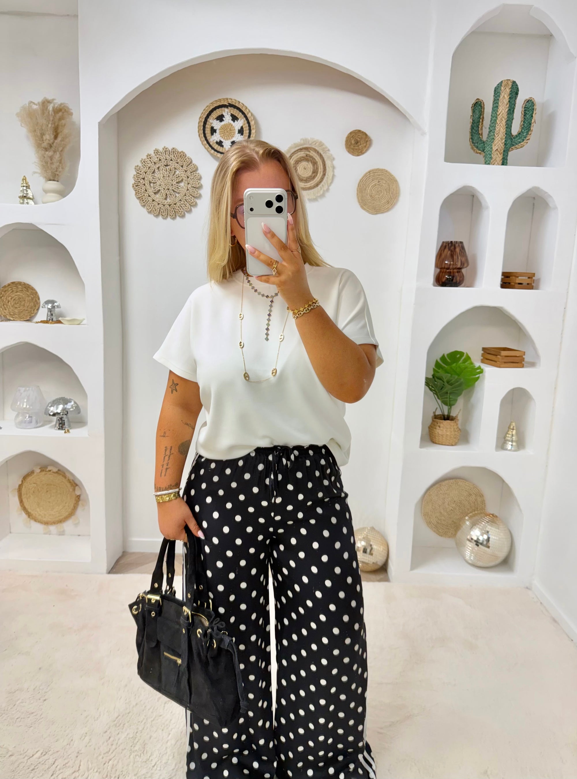 PANTALON POIS NOIR