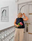 BLOUSE NŒUD RACHELLE BLEU MARINE