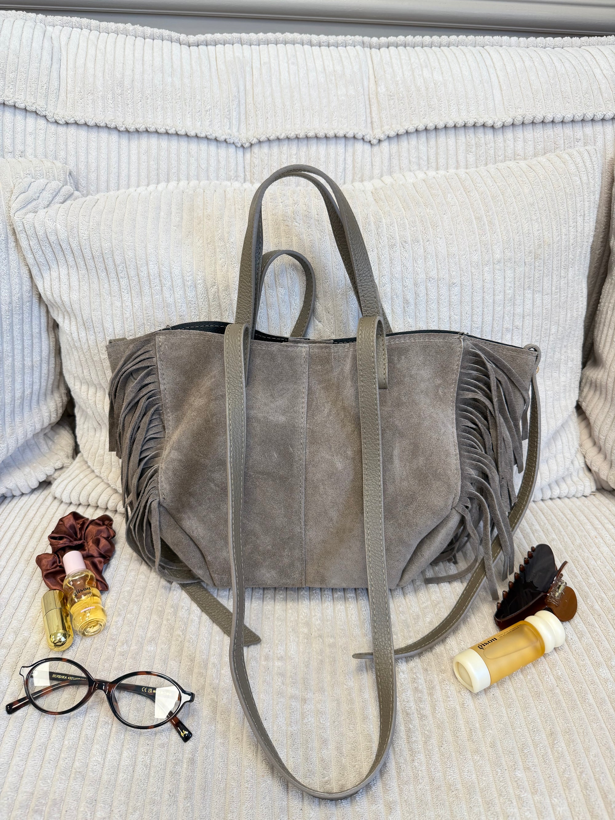 SAC EVA FRANGE TAUPE