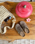 MULES CUIR TAUPE