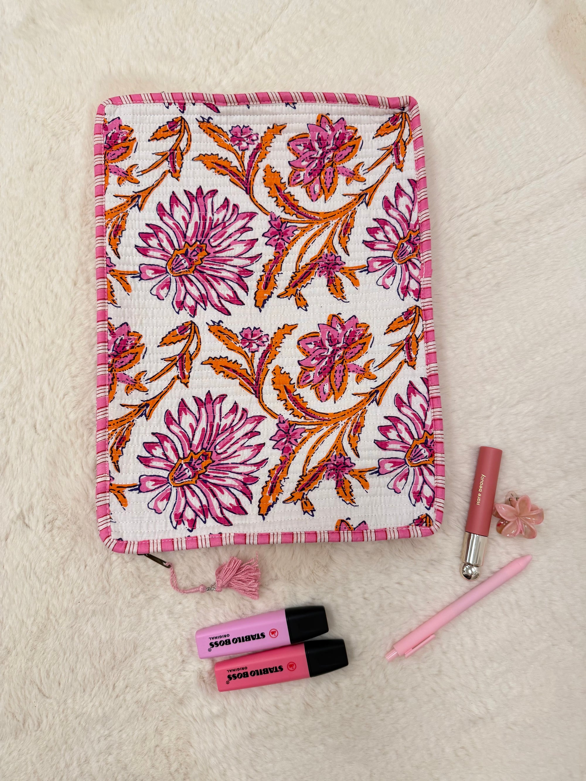 POCHETTE ORDINATEUR 15" BLANC ET ROSE